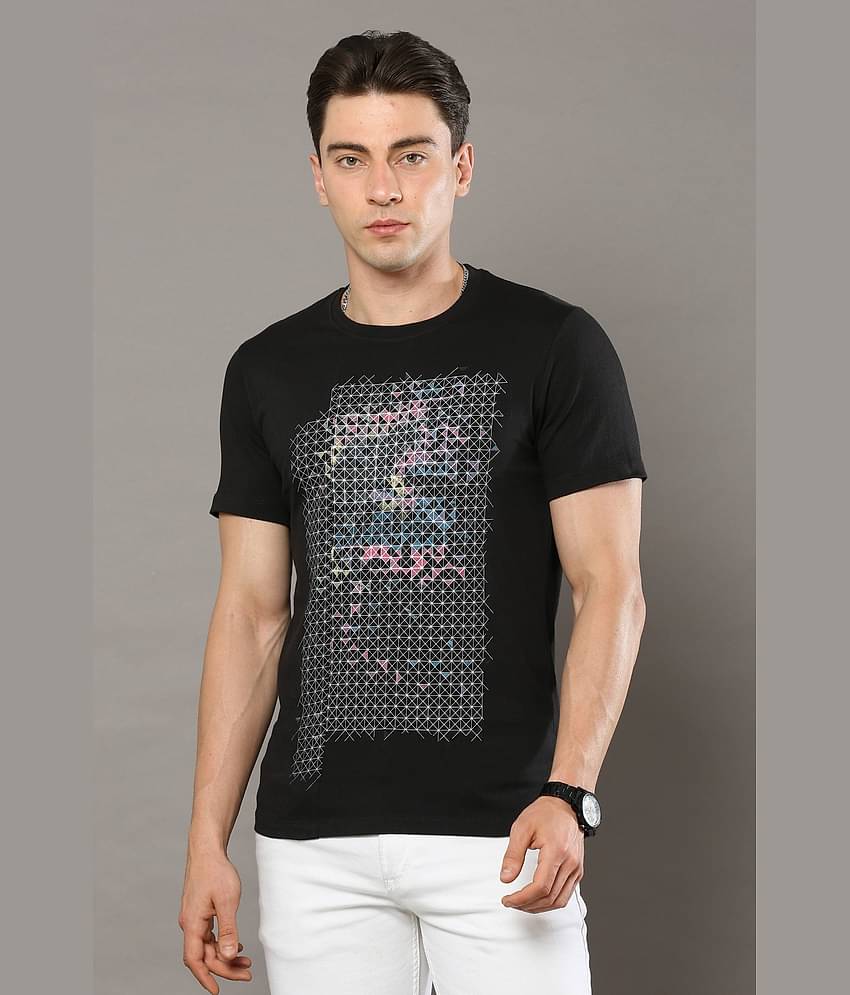 Cool Colors Pack of 1 Cotton Regular Fit Men's T-Shirt ( Black )