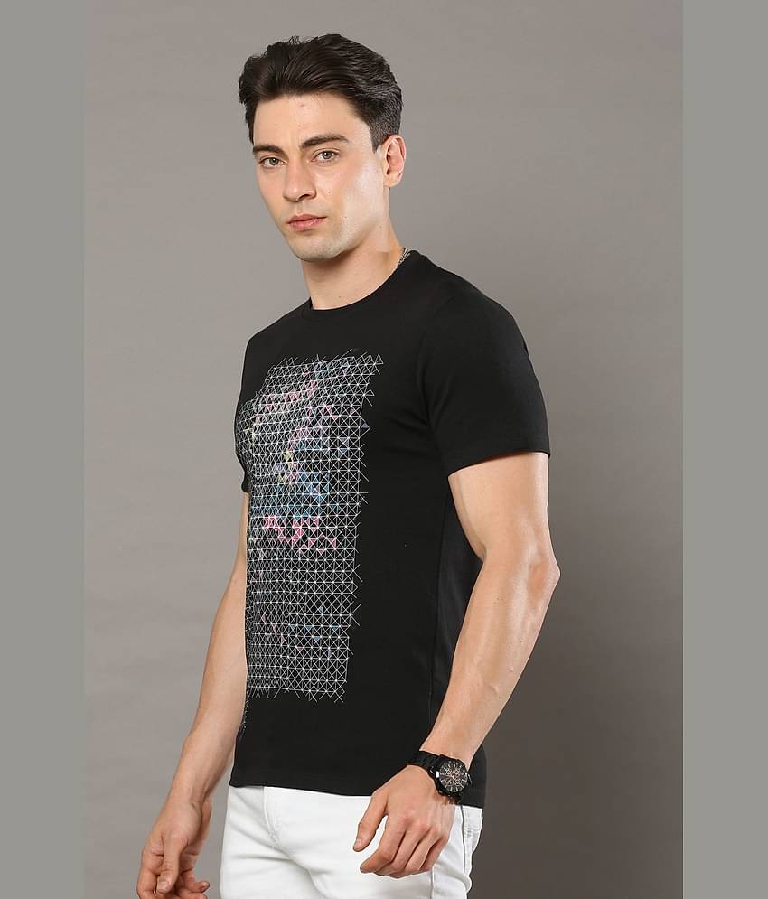 Cool Colors Pack of 1 Cotton Regular Fit Men's T-Shirt ( Black )
