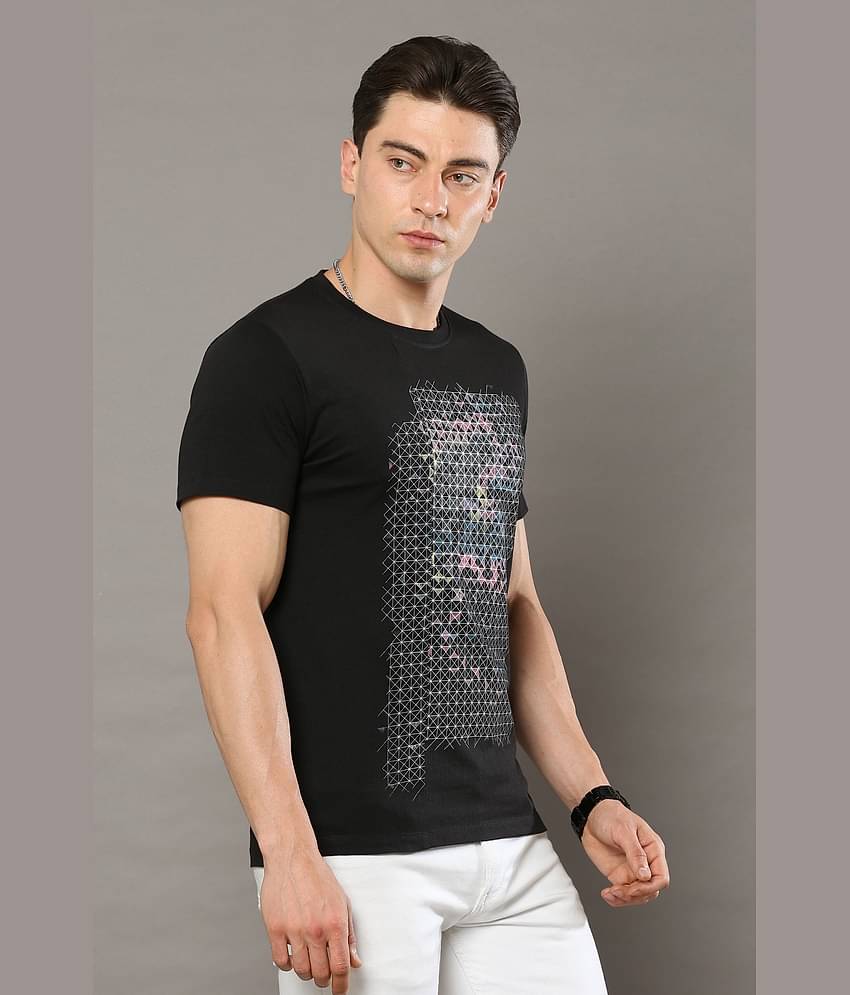 Cool Colors Pack of 1 Cotton Regular Fit Men's T-Shirt ( Black )