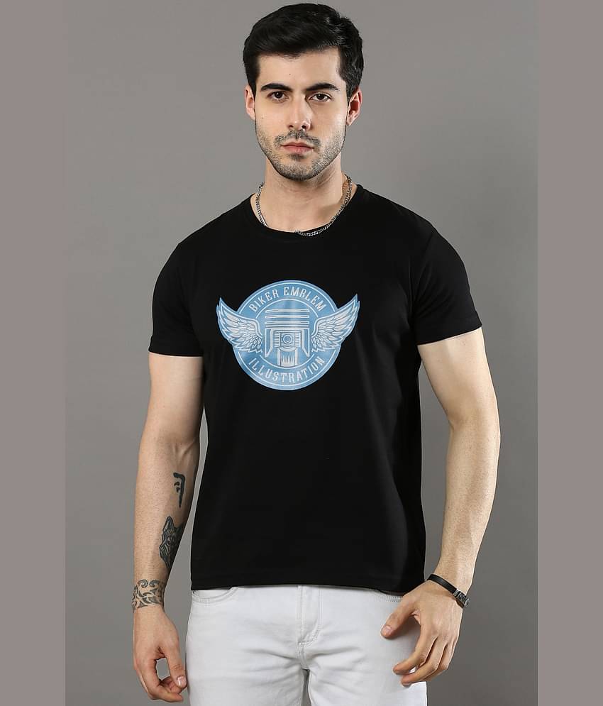 Cool Colors Pack of 1 Cotton Regular Fit Men's T-Shirt ( Black )