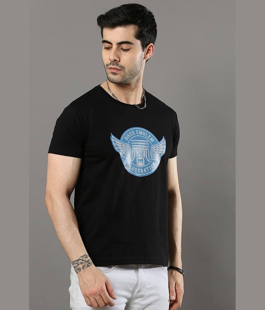 Cool Colors Pack of 1 Cotton Regular Fit Men's T-Shirt ( Black )