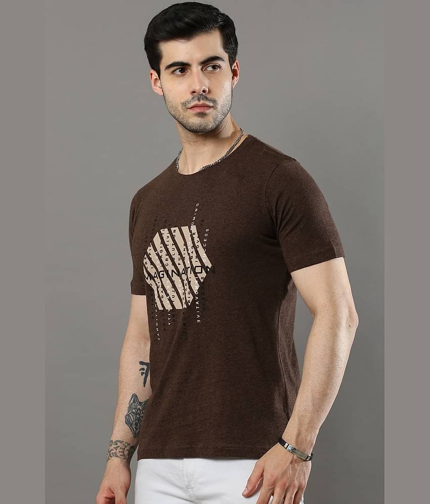 Cool Colors Pack of 1 Cotton Regular Fit Men's T-Shirt ( Brown )