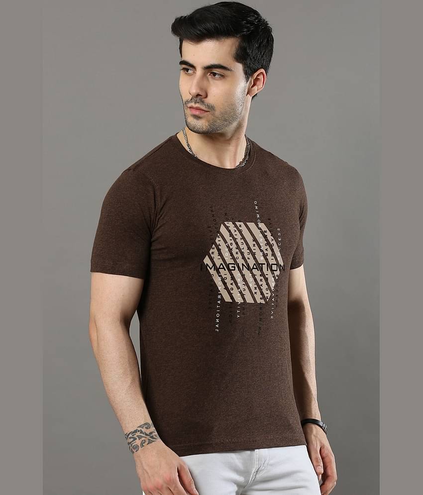 Cool Colors Pack of 1 Cotton Regular Fit Men's T-Shirt ( Brown )