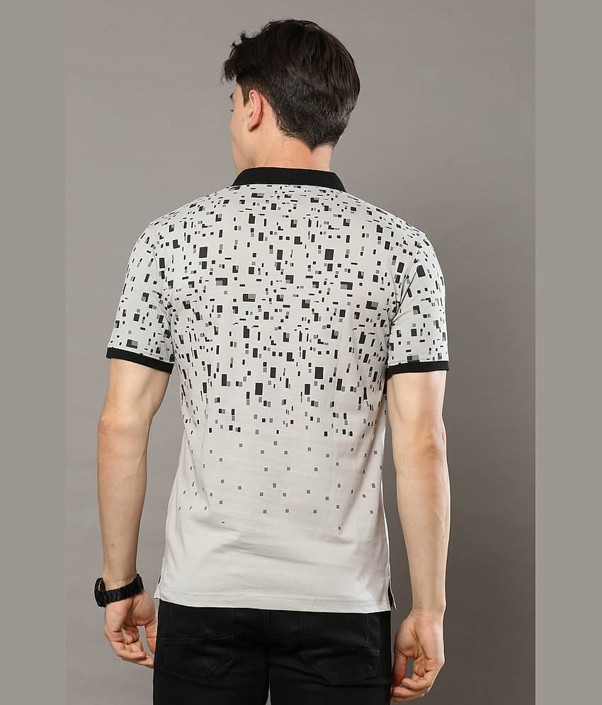 Cool Colors Pack of 1 Cotton Regular Fit Printed Half Sleeves Men's Polo T Shirt ( Grey )
