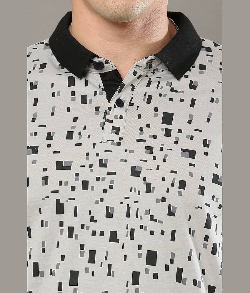 Cool Colors Pack of 1 Cotton Regular Fit Printed Half Sleeves Men's Polo T Shirt ( Grey )