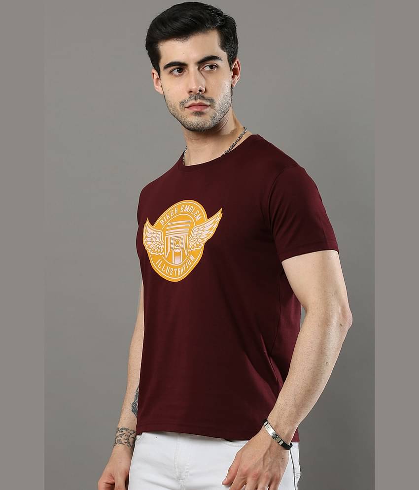 Cool Colors Pack of 1 Cotton Regular Fit Men's T-Shirt ( Maroon )