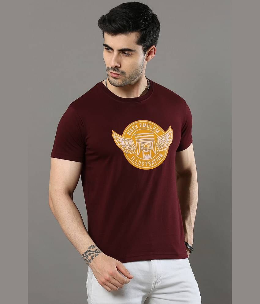 Cool Colors Pack of 1 Cotton Regular Fit Men's T-Shirt ( Maroon )