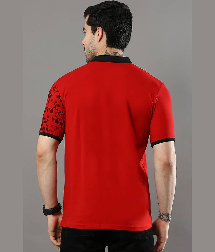 Cool Colors Pack of 1 Cotton Regular Fit Printed Half Sleeves Men's Polo T Shirt ( Red )