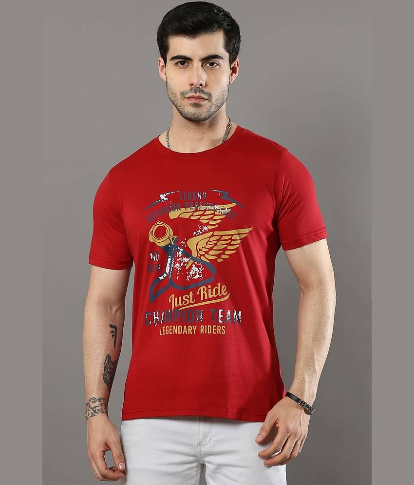 Cool Colors Pack of 1 Cotton Regular Fit Men's T-Shirt ( Red )