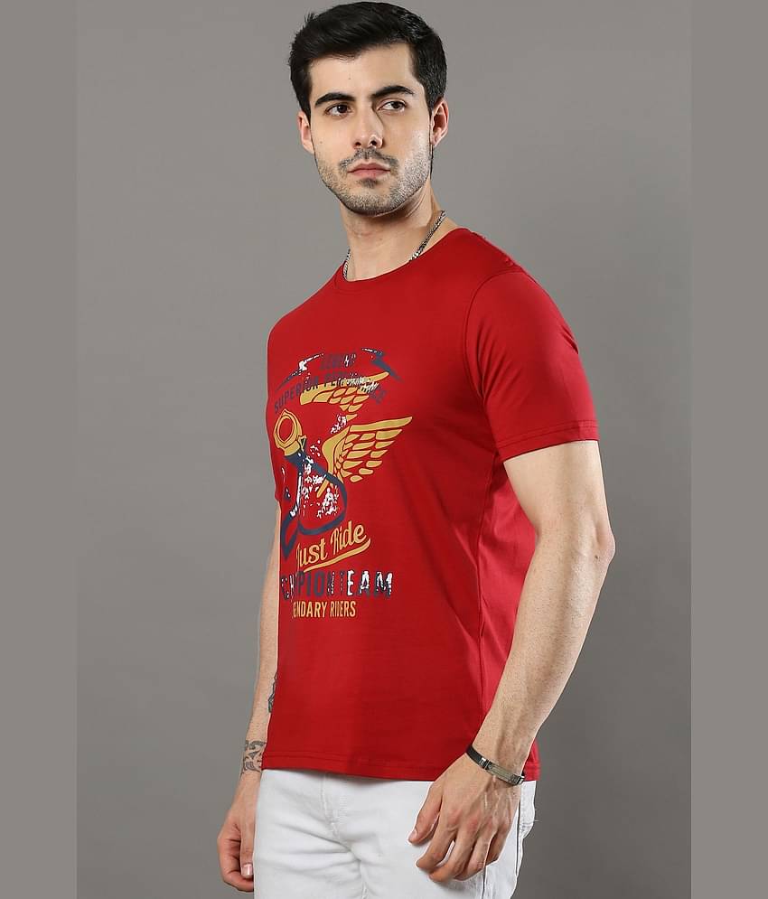 Cool Colors Pack of 1 Cotton Regular Fit Men's T-Shirt ( Red )