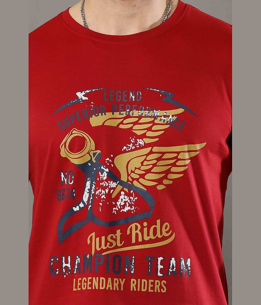 Cool Colors Pack of 1 Cotton Regular Fit Men's T-Shirt ( Red )