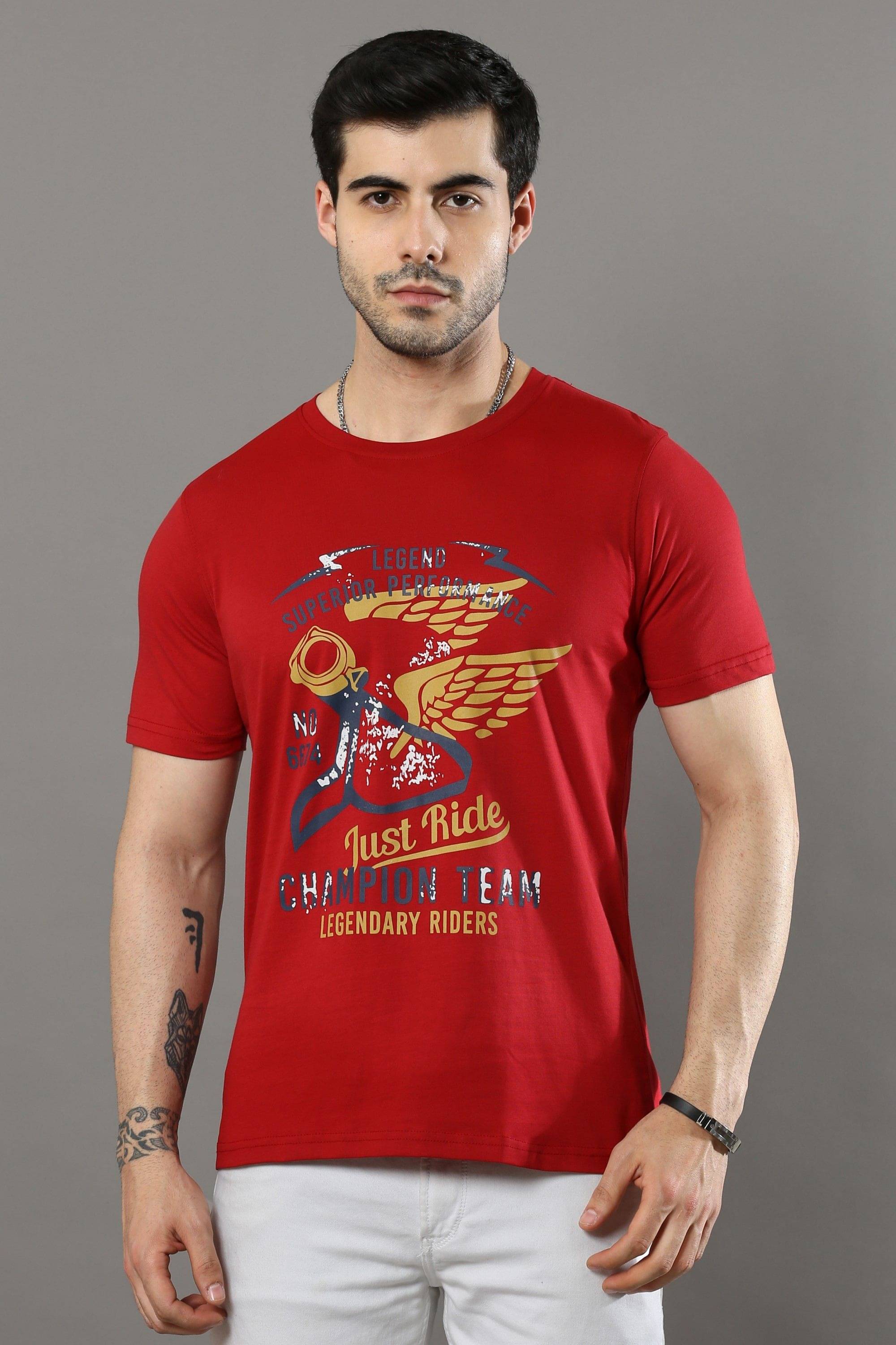 Cool Colors Pack of 1 Cotton Regular Fit Men's T-Shirt ( Red ) Cool Colors Pack of 1 Cotton Regular Fit Men's T-Shirt ( Red )