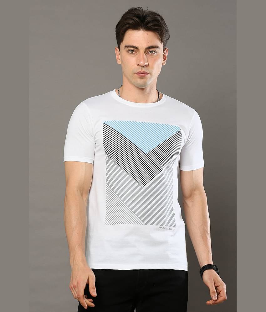 Cool Colors Pack of 1 Cotton Regular Fit Men's T-Shirt ( White )