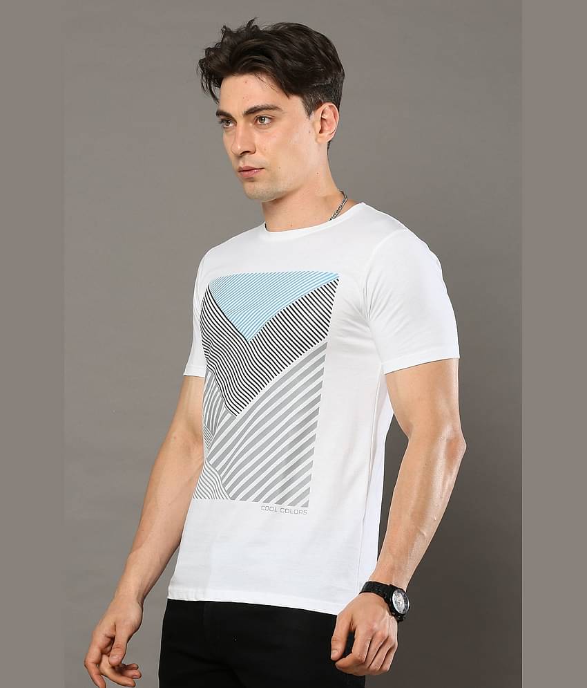 Cool Colors Pack of 1 Cotton Regular Fit Men's T-Shirt ( White )