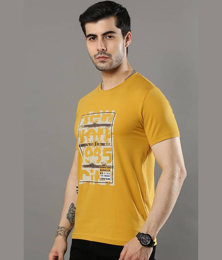 Cool Colors Pack of 1 Cotton Regular Fit Men's T-Shirt ( Yellow )