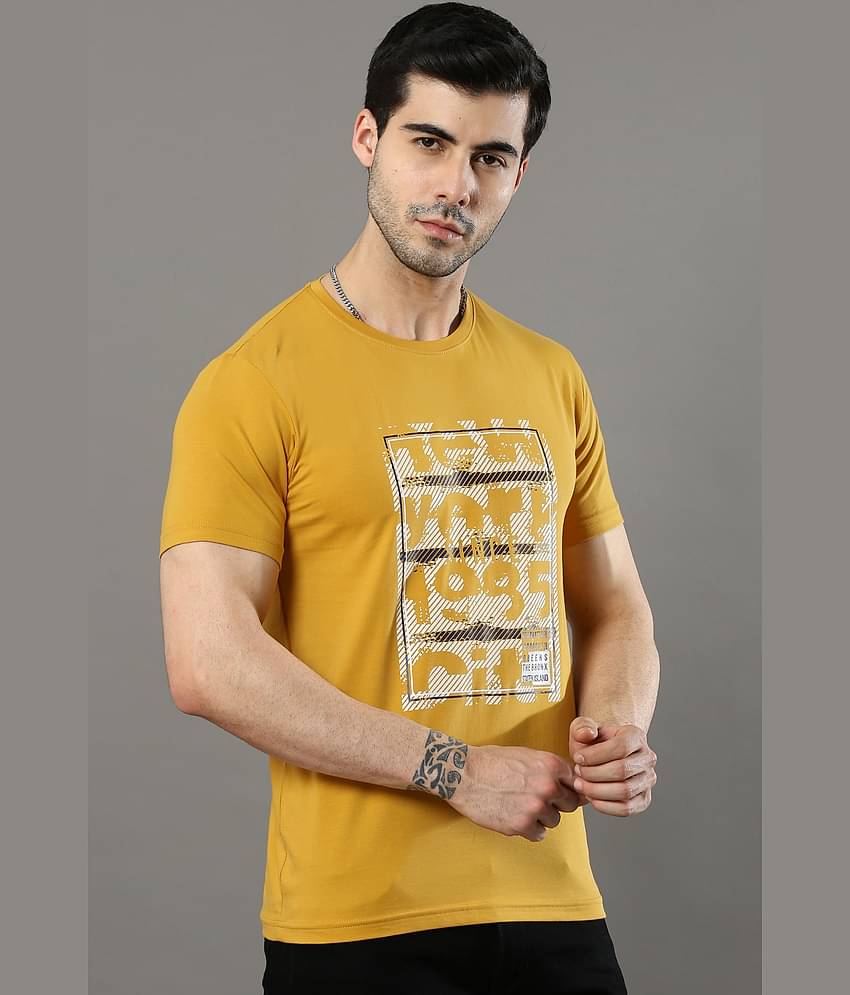 Cool Colors Pack of 1 Cotton Regular Fit Men's T-Shirt ( Yellow )