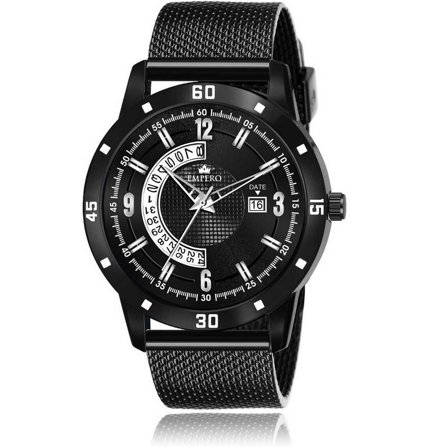     			EMPERO - Black PU Analog Men's Watch