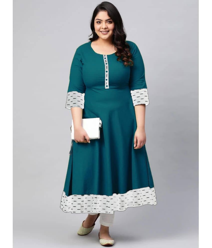 Estela - Teal Cotton Blend Women's Flared Kurti ( Pack of 1 ) - Kurtis, Tunics | Buy online on ZillyBuy