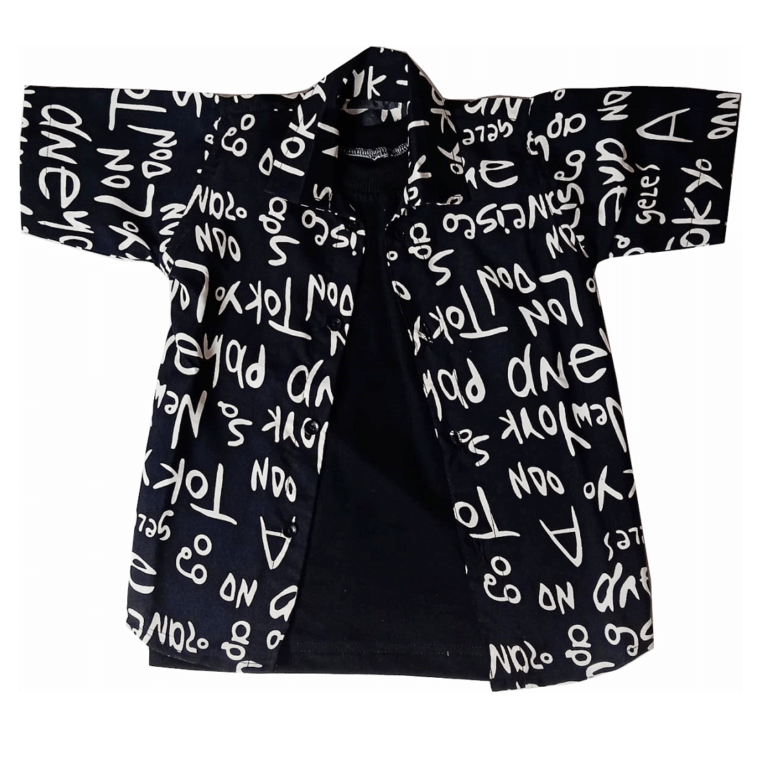 harshvardhanmart.com Pack of 1 Boys Cotton Blend Half Sleeves Shirt ( Black )