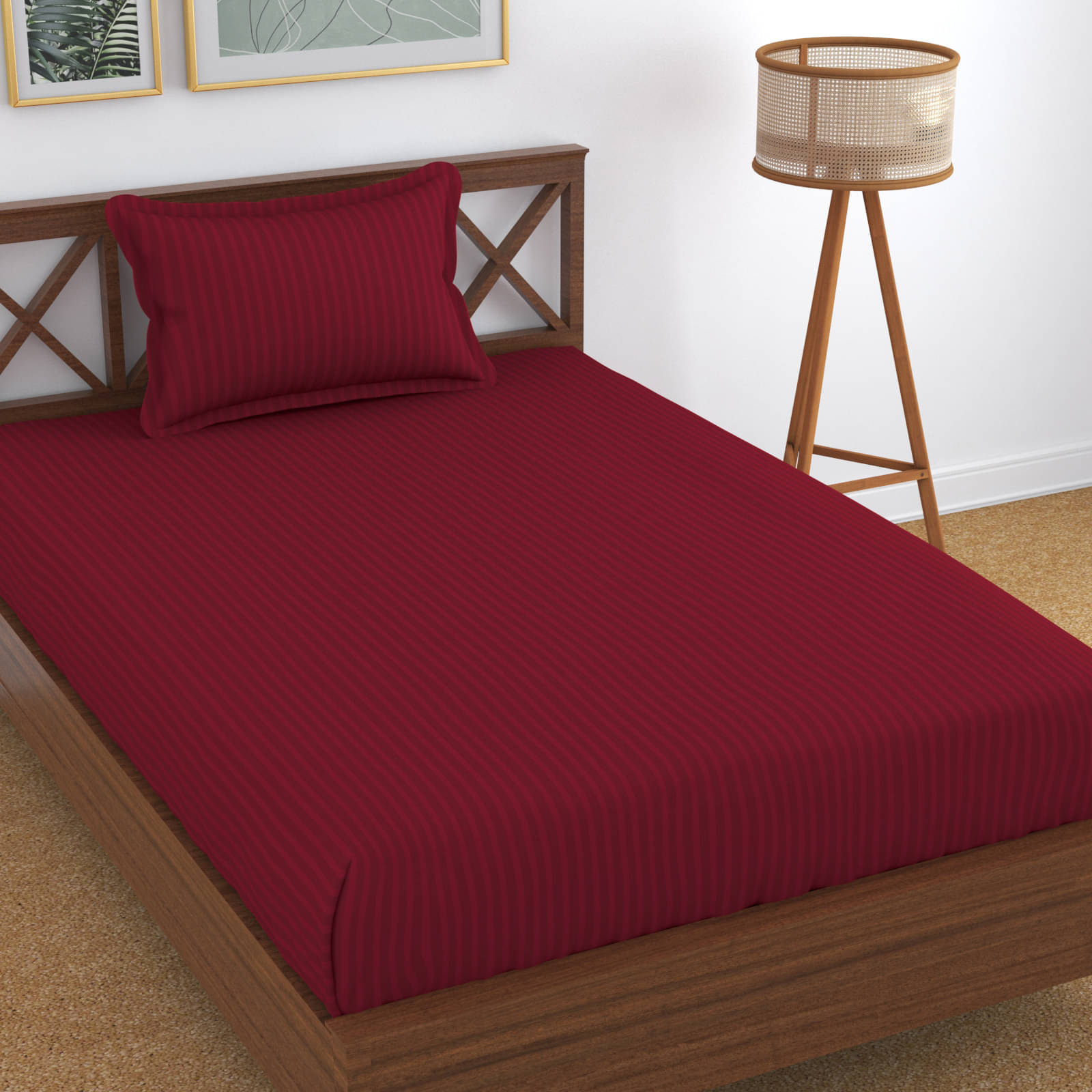     			Homefab India Cotton Single Bedsheet ( Maroon )