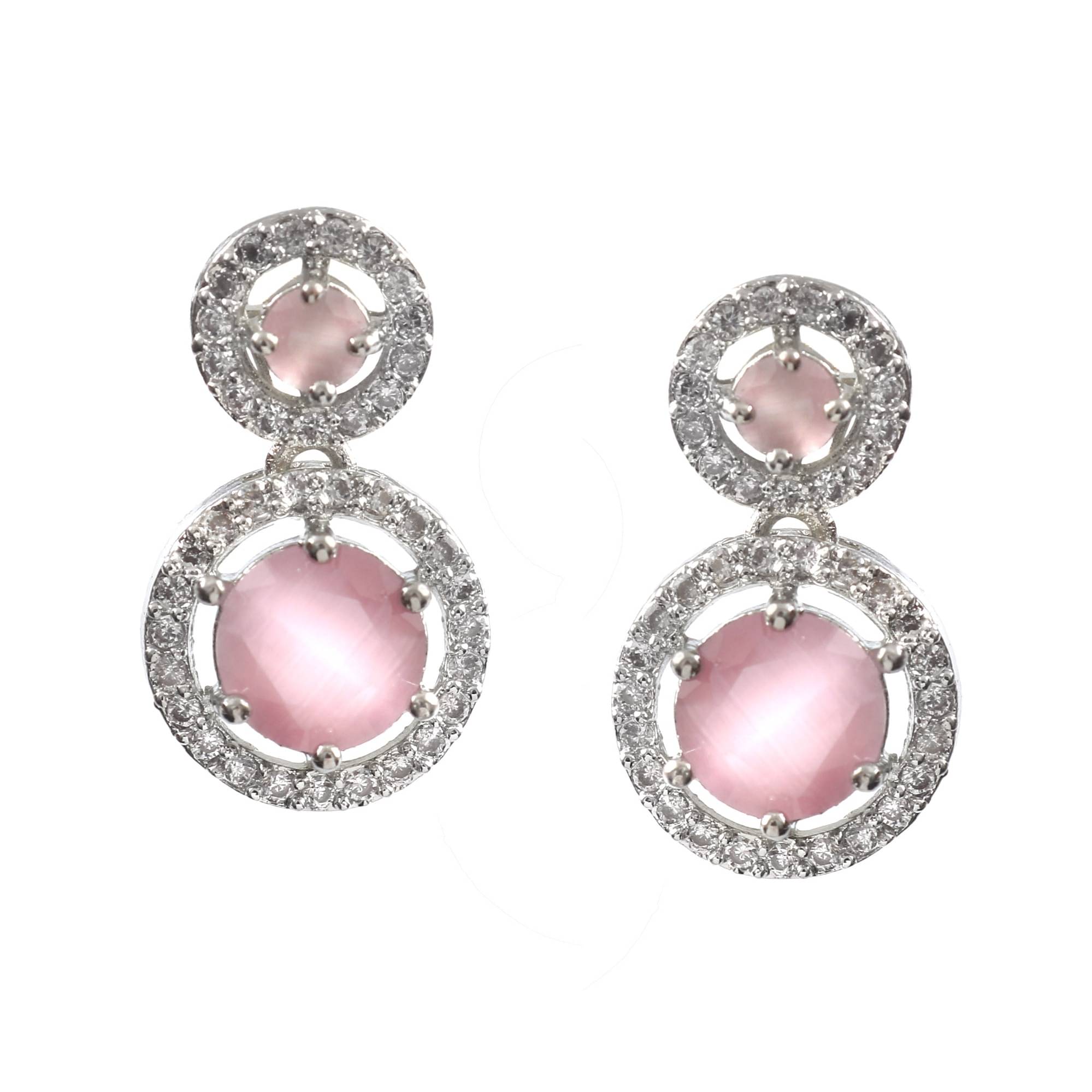     			Jewar Mandi - Light Pink Drop Earrings ( Pack of 1 )
