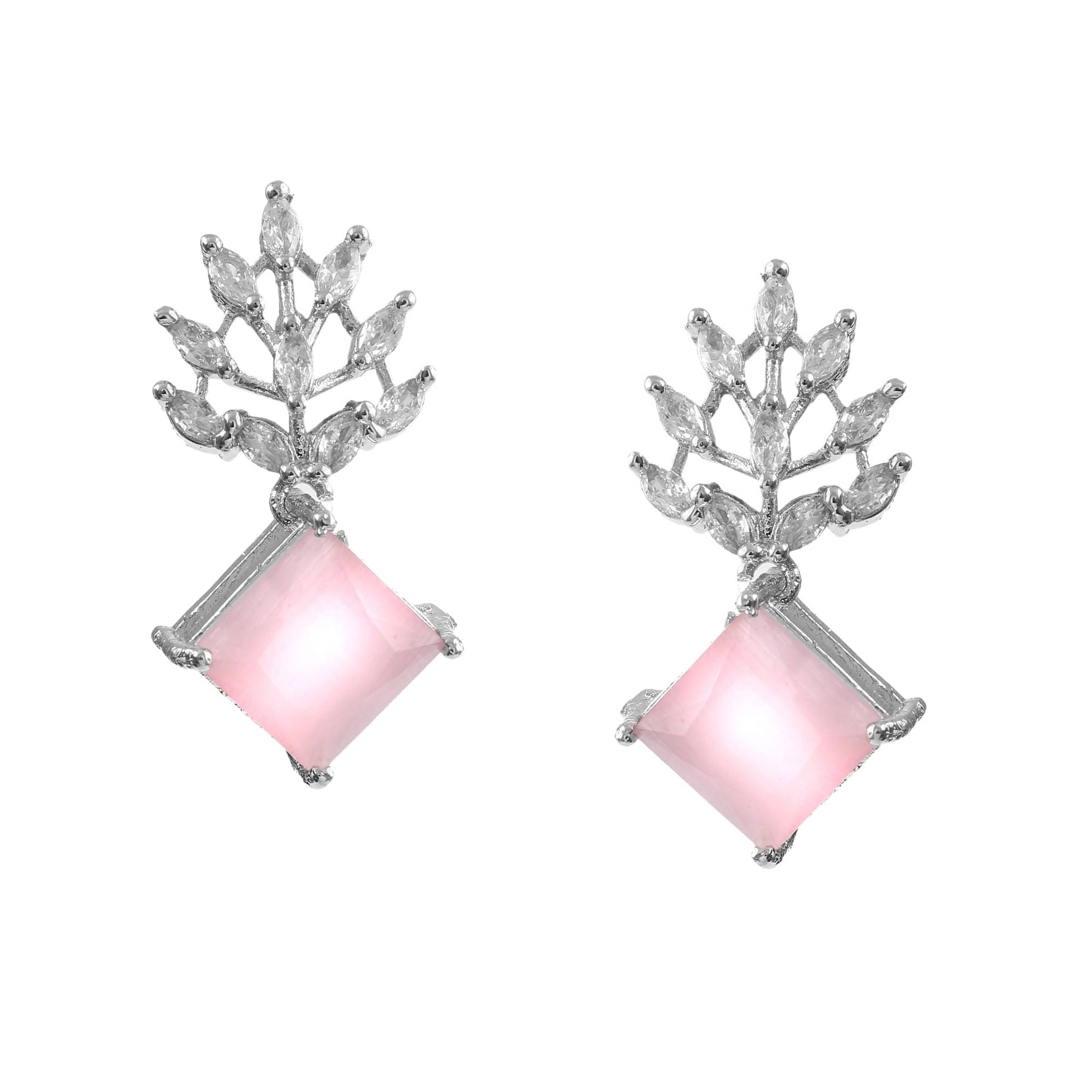     			Jewar Mandi - Light Pink Danglers Earrings ( Pack of 1 )