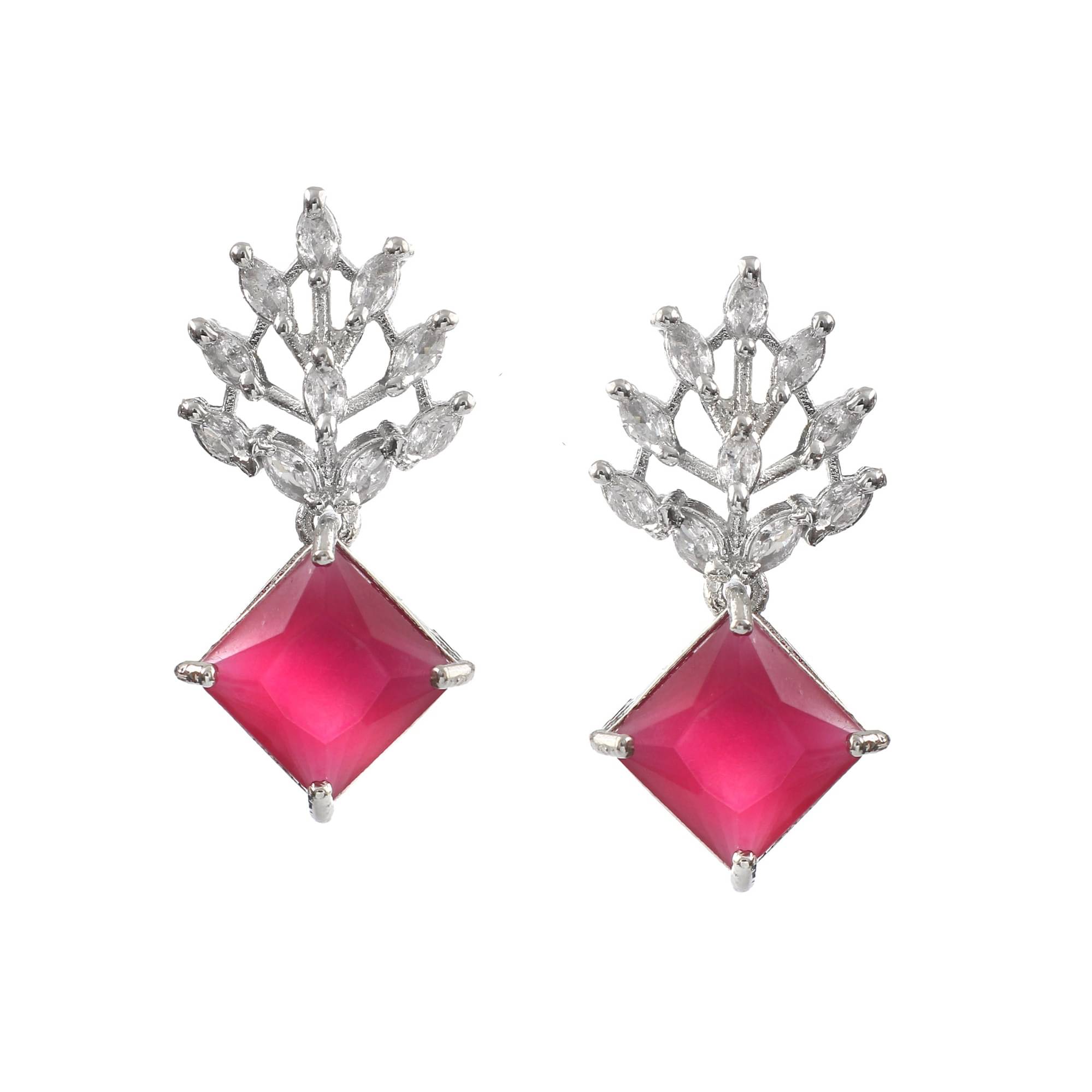     			Jewar Mandi - Red Danglers Earrings ( Pack of 1 )