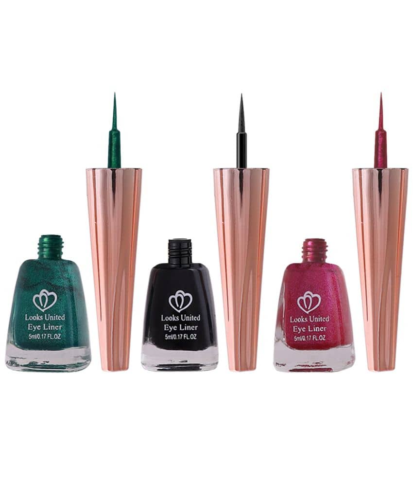Looks United Metallic Long Lasting Intense Single Stroke Fashion Eyeliner (Metallic Forest Green, Coal Black, Matallic Blush Pink)Pack Of 3 - Makeup - Eyes | Buy online on ZillyBuy