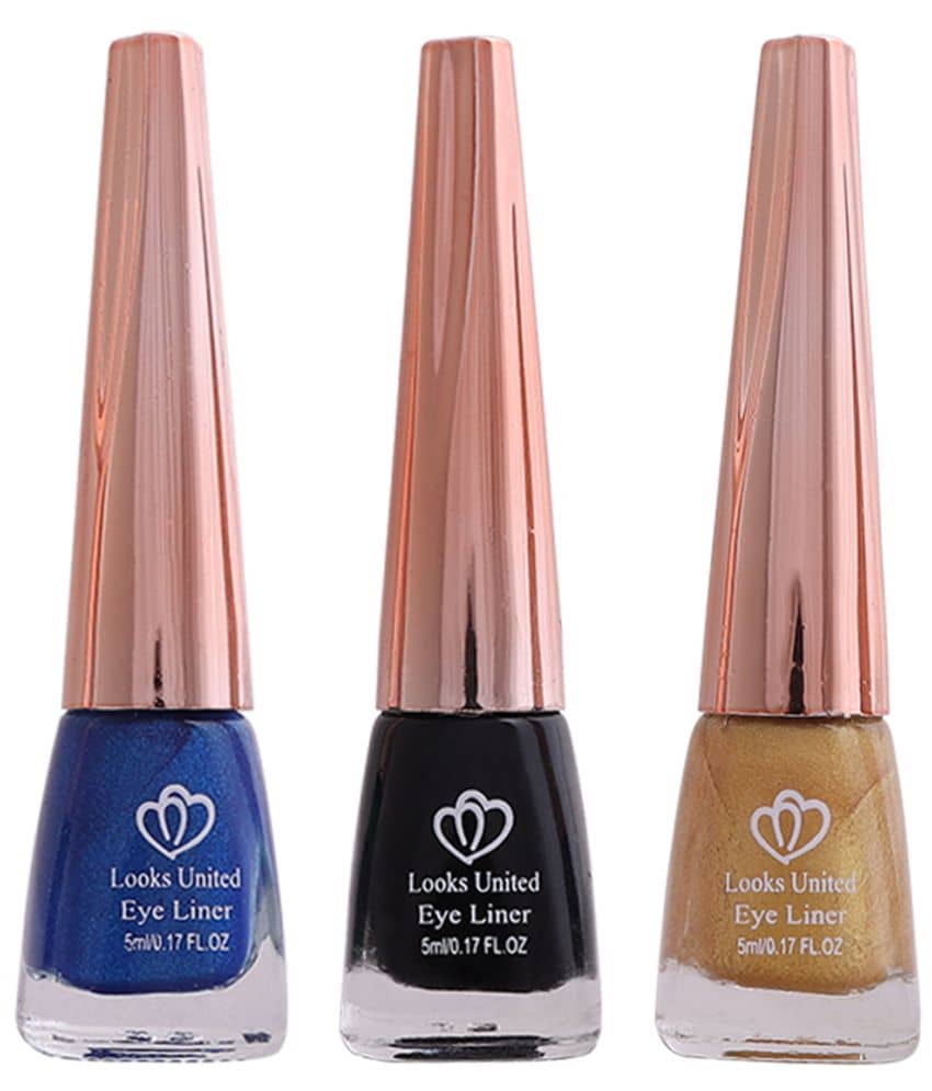 Looks United Metallic Long Lasting Intense Single Stroke Fashion Eyeliner (Metallic Admiral Blue, Coal Black, Looks United Metallic Canary Yellow)Pack Of 3 - Makeup - Eyes | Buy online on ZillyBuy