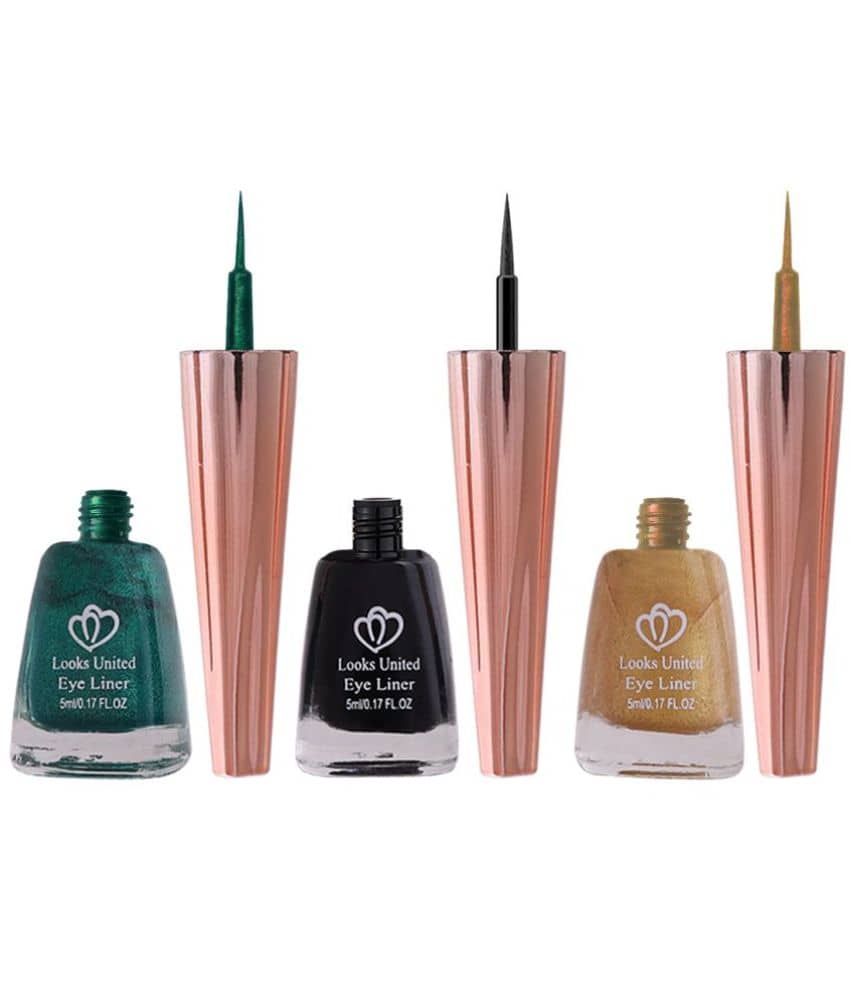 Looks United Metallic Long Lasting Intense Single Stroke Fashion Eyeliner (Metallic Forest Green, Coal Black, Matallic Canary Yellow)Pack Of 3 - Makeup - Eyes | Buy online on ZillyBuy