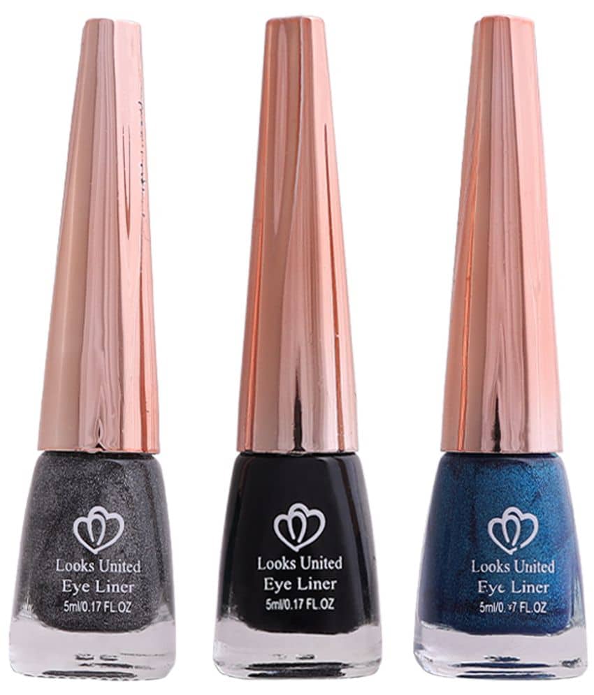 Looks United Metallic Long Lasting Intense Single Stroke Fashion Eyeliner (Metallic Charcoal, Coal Black, Looks United Metallic Blue Orchid)Pack Of 3 - Makeup - Eyes | Buy online on ZillyBuy