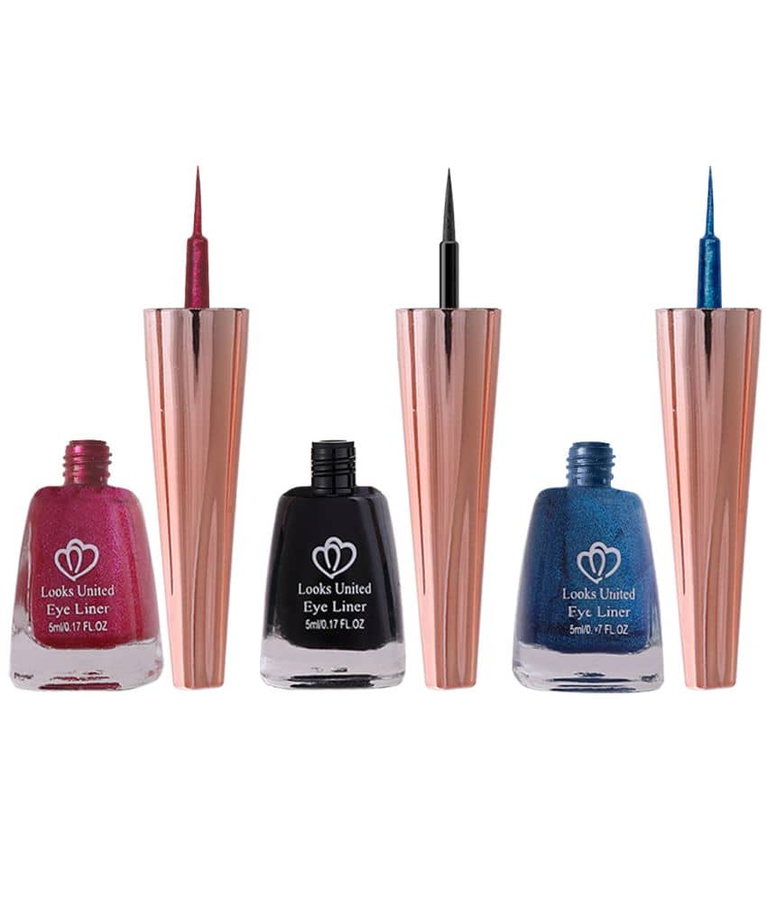 Looks United Metallic Long Lasting Intense Single Stroke Fashion Eyeliner (Metallic Blush Pink, Coal Black, Looks United Metallic Blue Orchid)Pack Of 3 - Makeup - Eyes | Buy online on ZillyBuy