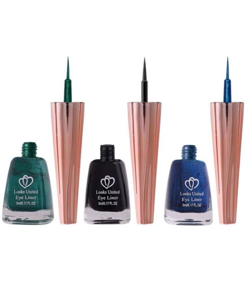 Looks United Metallic Long Lasting Intense Single Stroke Fashion Eyeliner (Metallic Forest Green, Coal Black, Matallic Admiral Blue)Pack Of 3 - Makeup - Eyes | Buy online on ZillyBuy