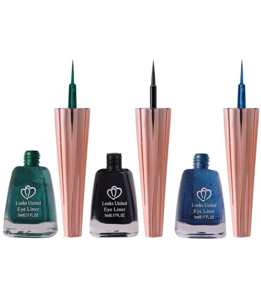 Looks United Metallic Long Lasting Intense Single Stroke Fashion Eyeliner (Metallic Forest Green, Coal Black, Matallic Blue Orchid)Pack Of 3 - Makeup - Eyes | Buy online on ZillyBuy