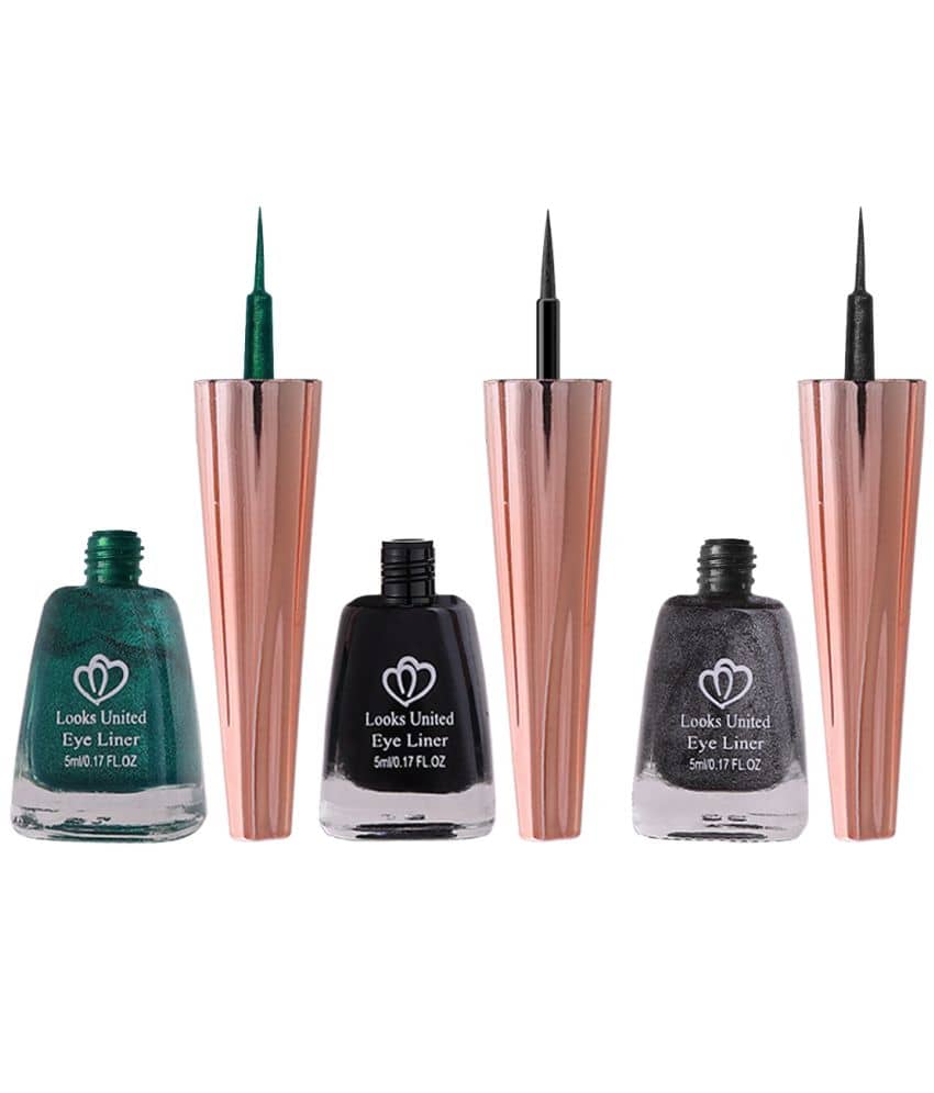 Looks United Metallic Long Lasting Intense Single Stroke Fashion Eyeliner (Metallic Forest Green, Coal Black, Matallic Charcoal)Pack Of 3 - Makeup - Eyes | Buy online on ZillyBuy