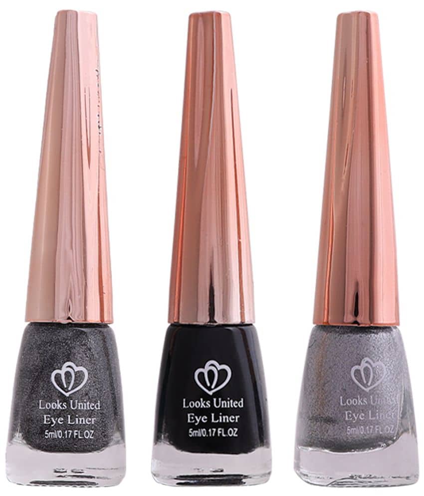 Looks United Metallic Long Lasting Intense Single Stroke Fashion Eyeliner (Metallic Charcoal, Coal Black, Pearl River Silver)Pack Of 3 - Makeup - Eyes | Buy online on ZillyBuy