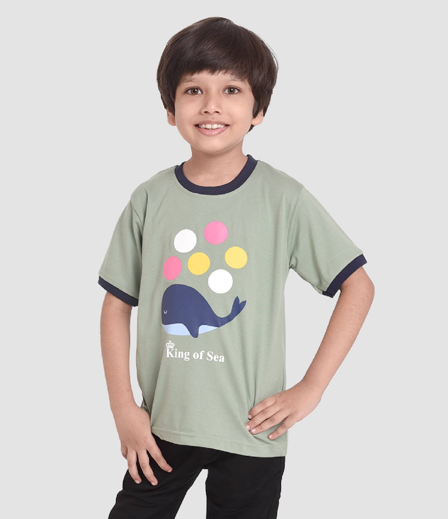 Neo Garments Pack of 1 Boys Cotton T-Shirt ( Light Green )