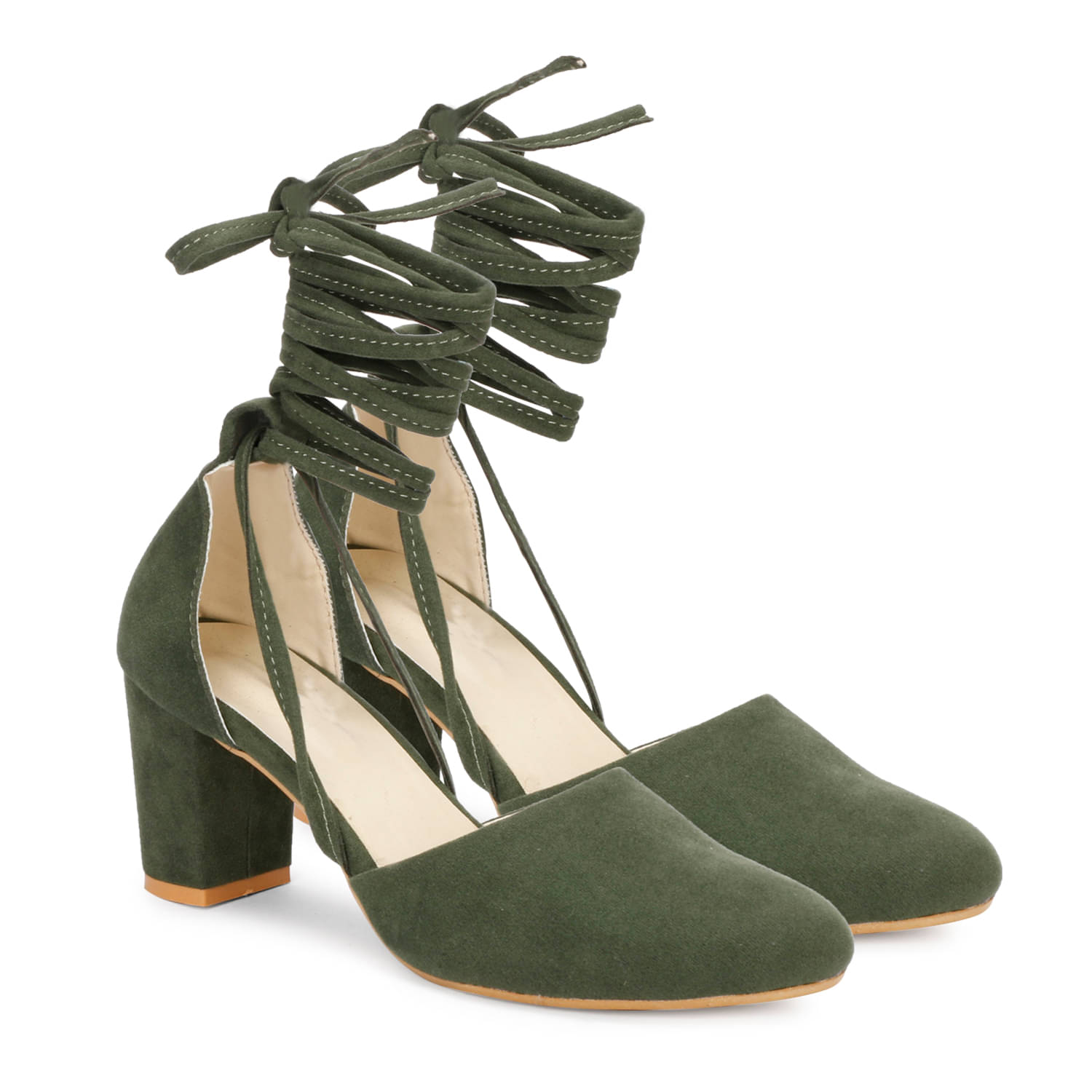     			Saheb - Olive Women's Gladiators Heels