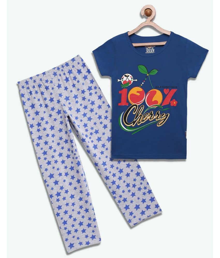 Sini Mini Pack of 1 Girls Cotton Top With Pants ( Blue )