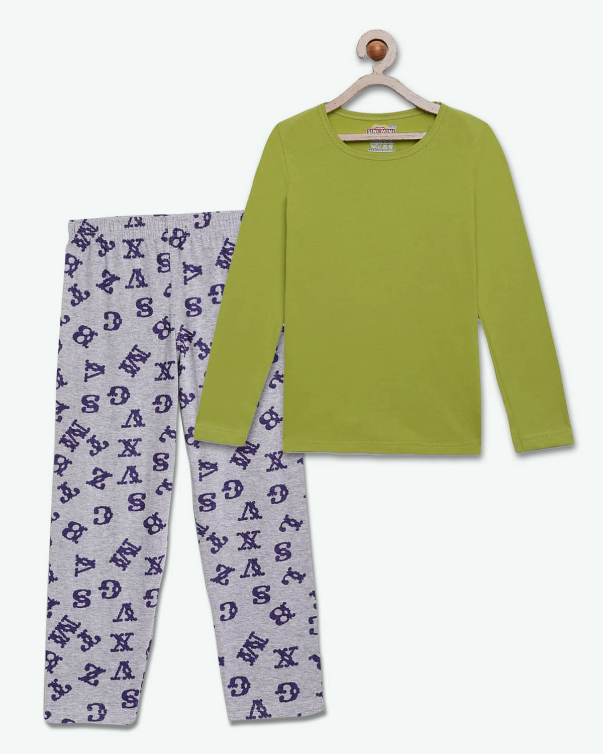     			Sini Mini Pack of 1 Girls Cotton Top With Pants ( Fluorescent Green )