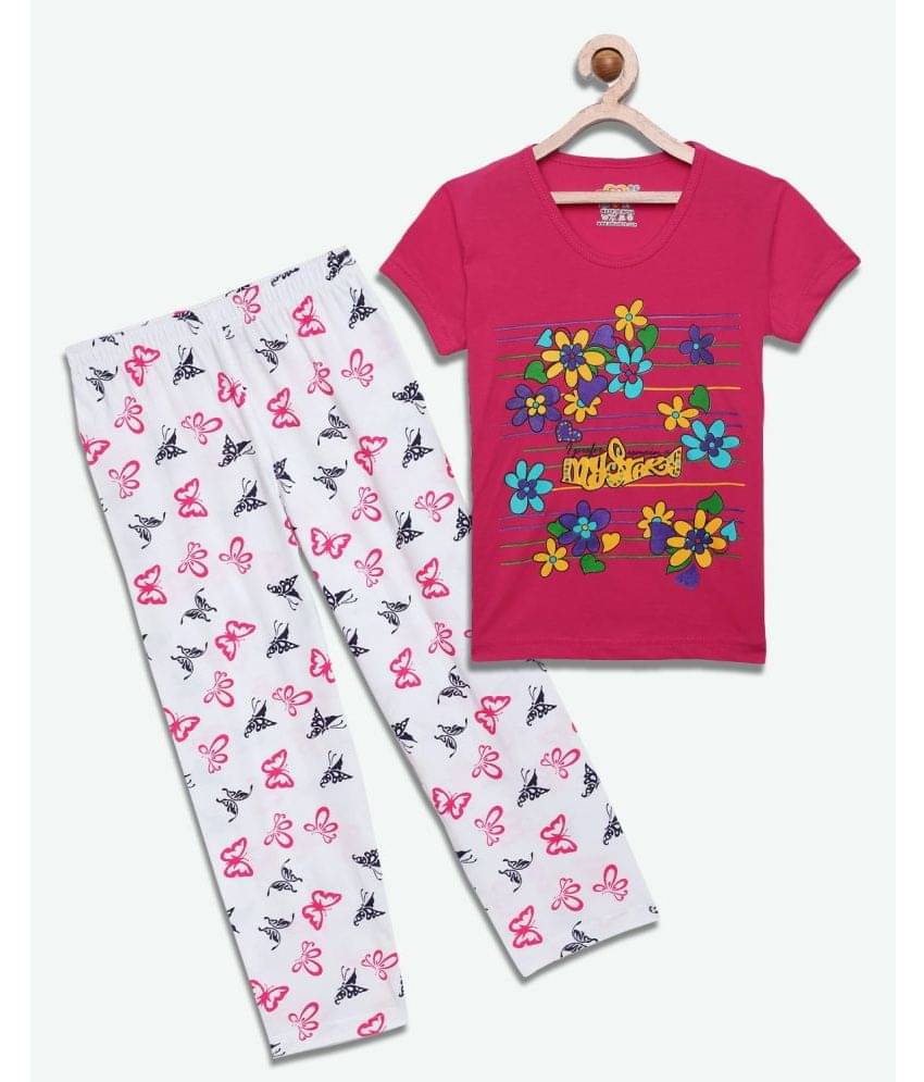     			Sini Mini Pack of 1 Girls Cotton Top With Pants ( Pink )