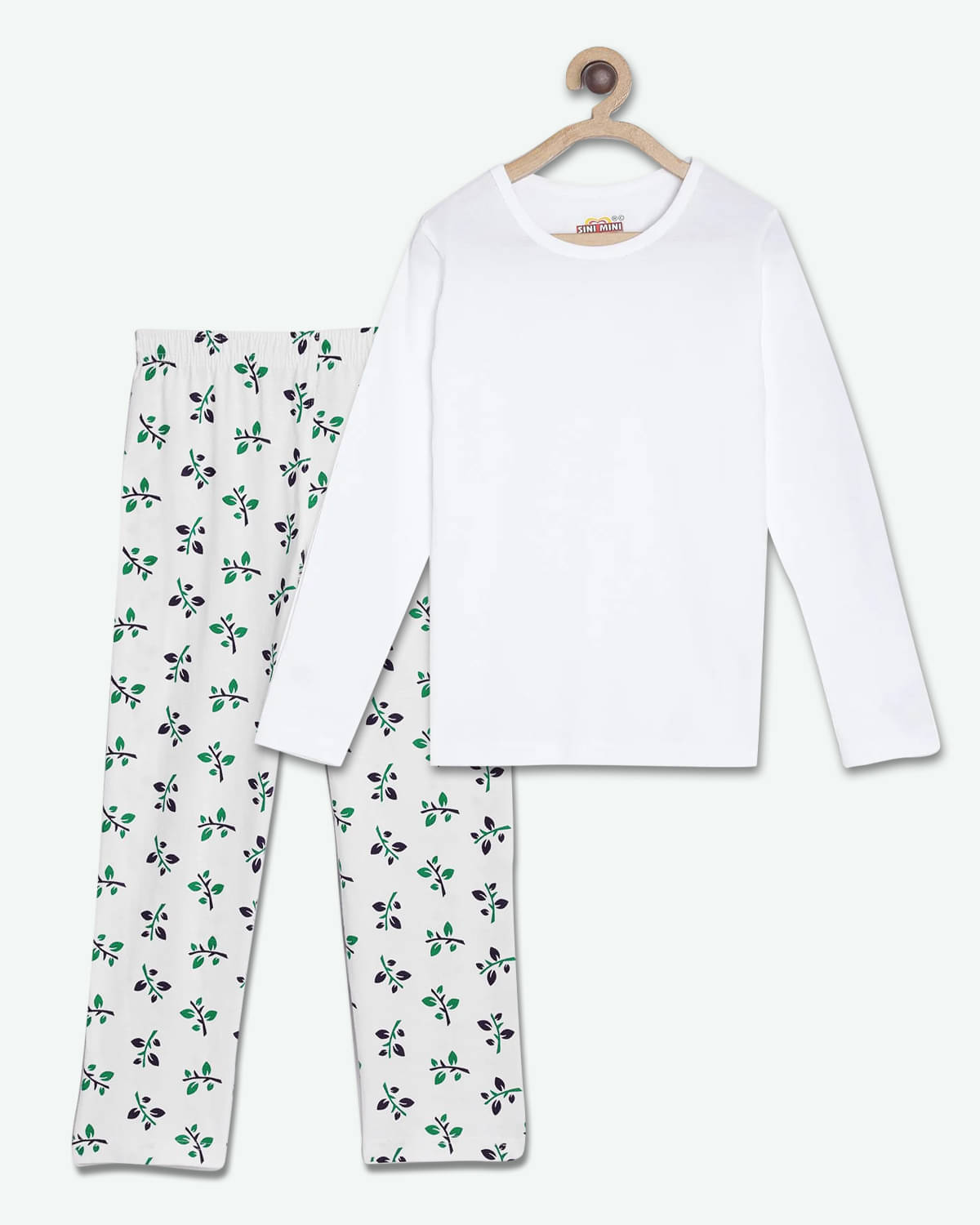     			Sini Mini Pack of 1 Girls Cotton Top With Pants ( White )