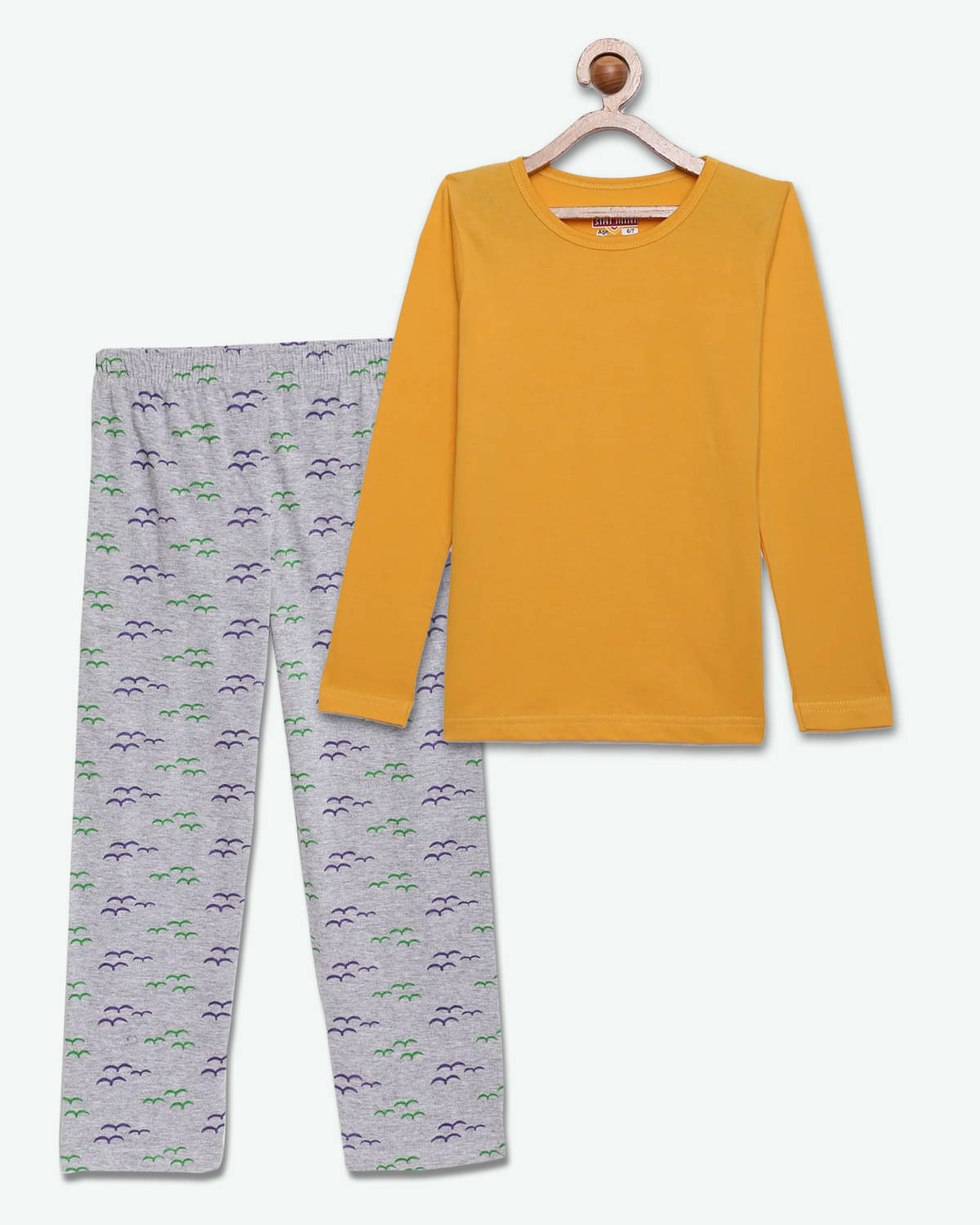     			Sini Mini Pack of 1 Girls Cotton Top With Pants ( Yellow )