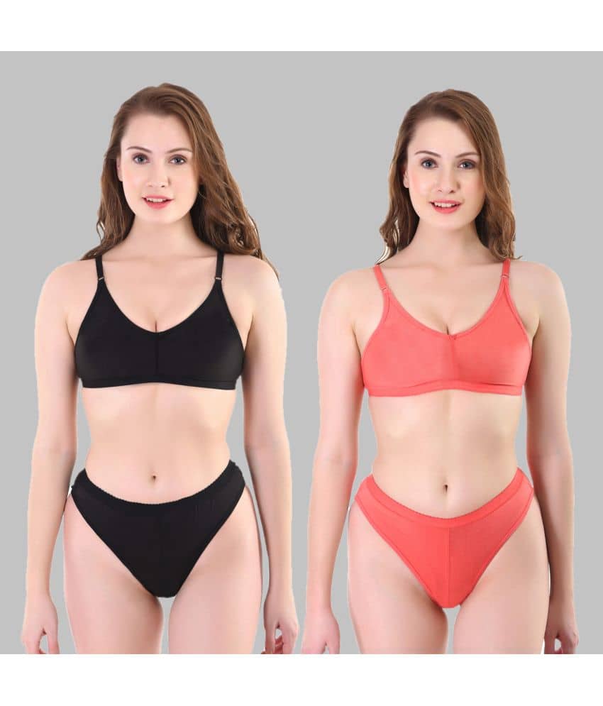 TCG Pack of 2 Cotton Lycra Women's Bra & Panty Set ( Maroon ) WL014
