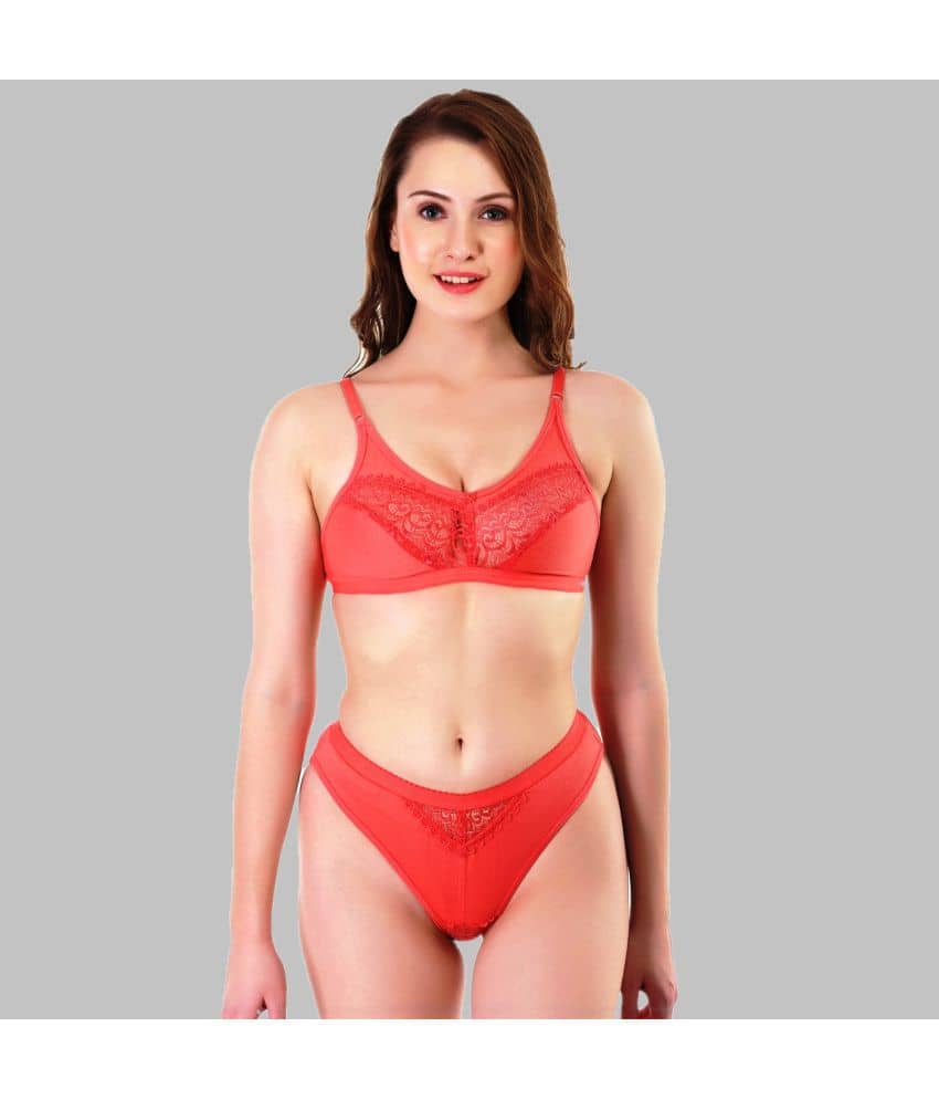 TCG Cotton Lycra Women's Bra & Panty Set ( Fluorescent Orange ) WL103