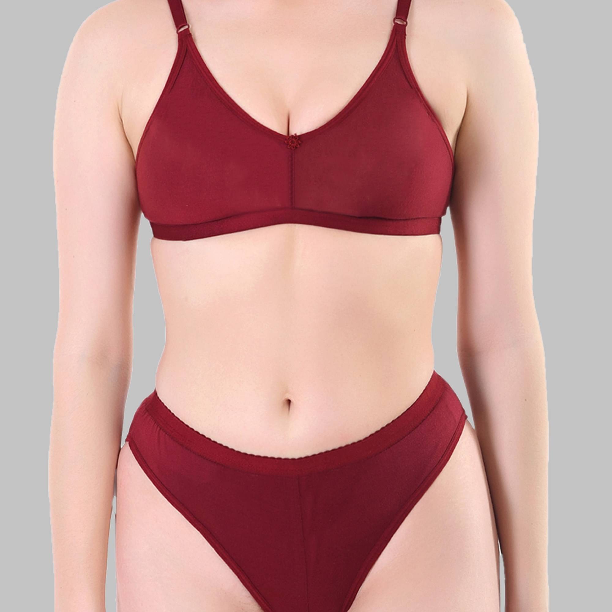 TCG Cotton Lycra Women's Bra & Panty Set ( Maroon ) WL014     			TCG Cotton Lycra Women's Bra & Panty Set ( Maroon ) WL014