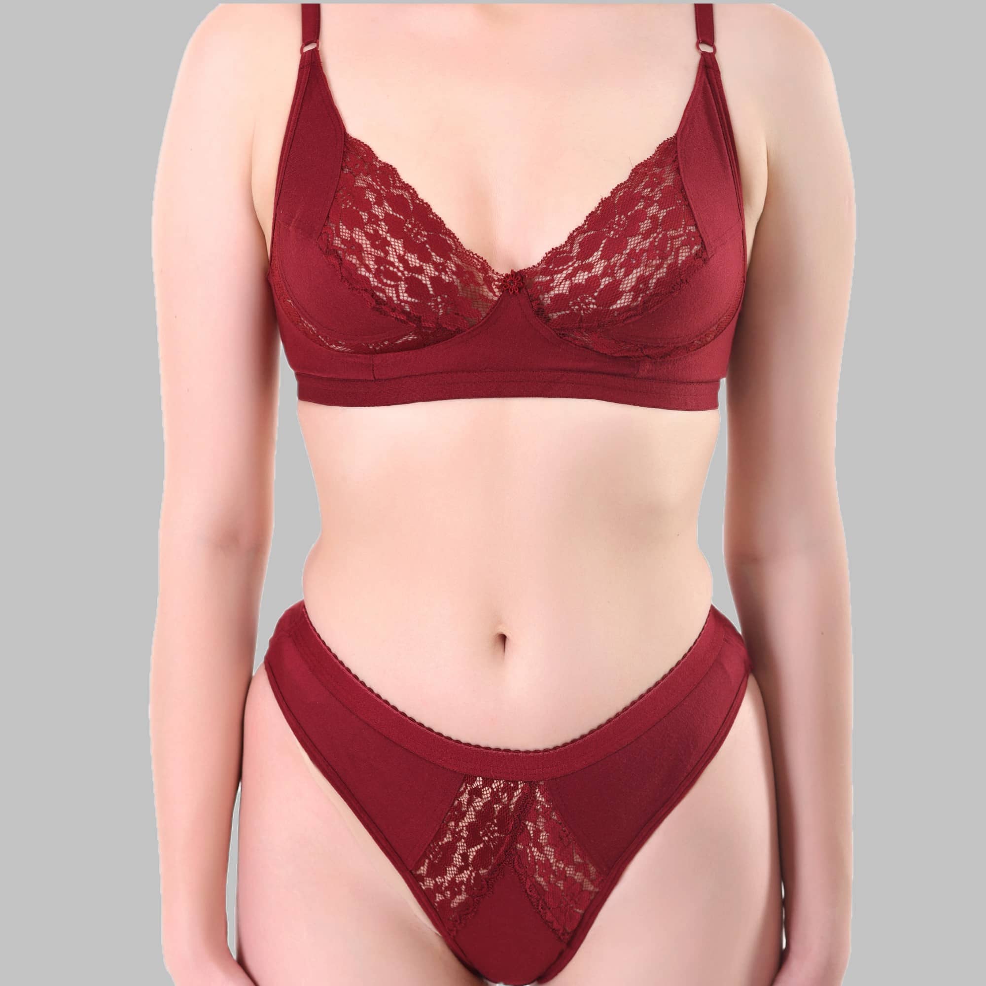 TCG Cotton Lycra Women's Bra & Panty Set ( Maroon ) WL104