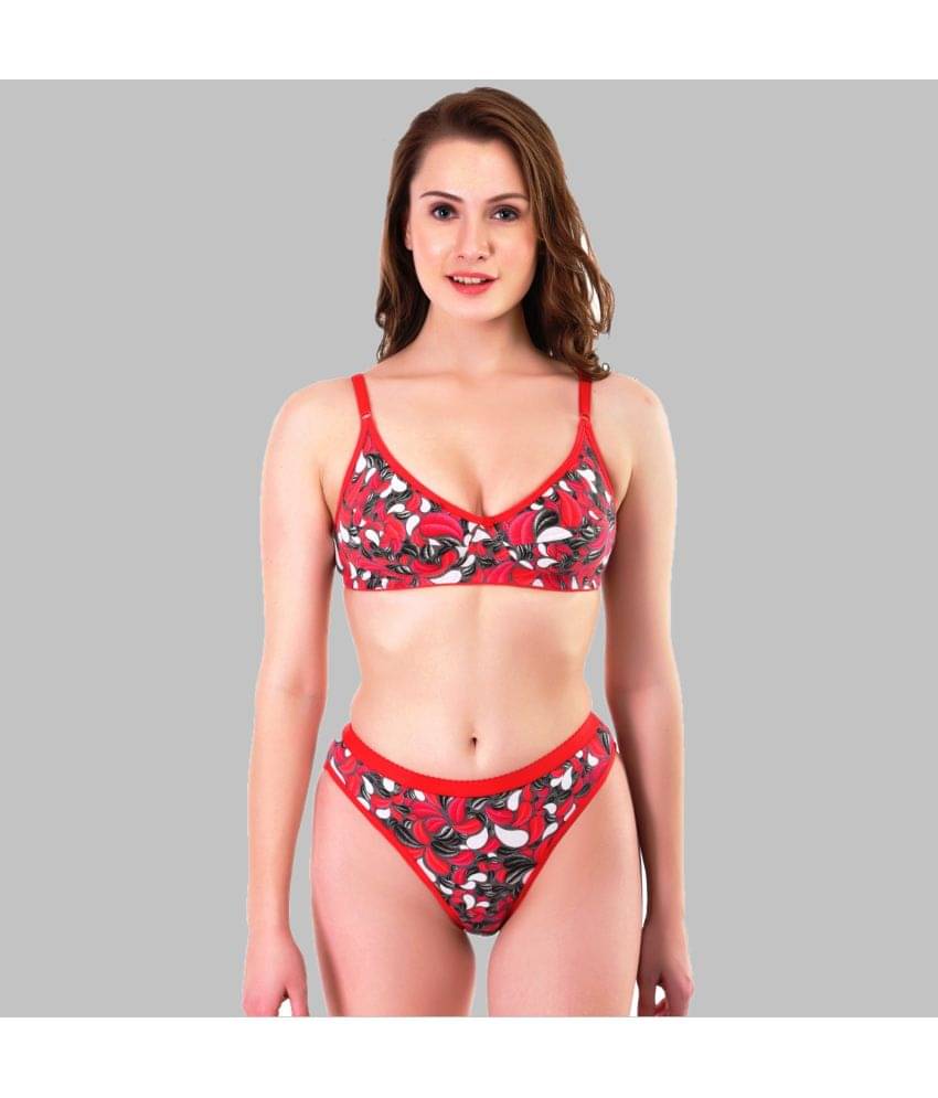     			TCG Cotton Women's Bra & Panty Set ( Red ) WL101