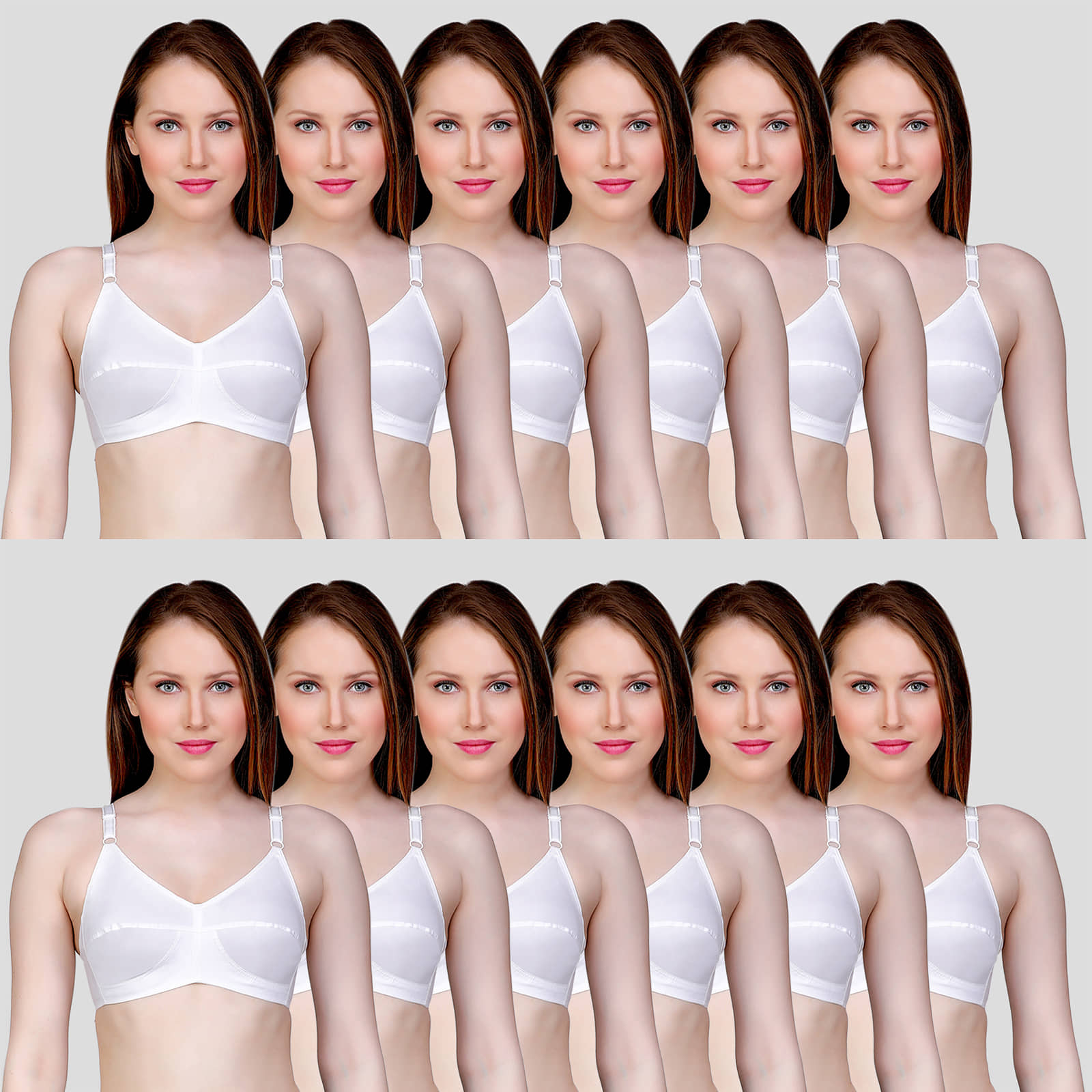 TCG Pack of 12 Cotton Non Padded Women's Everyday Bra ( White )