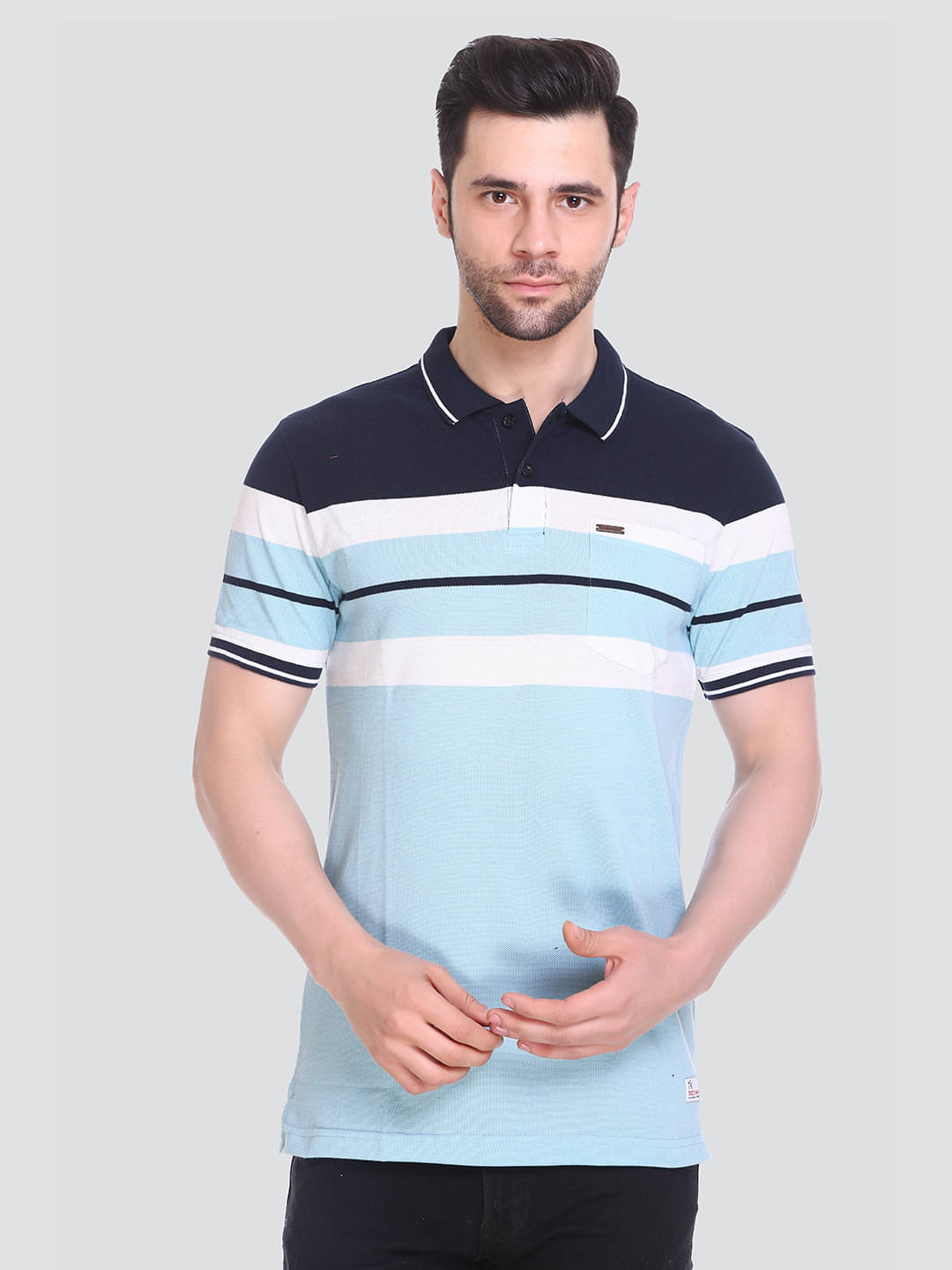 TK TUCK INN Pack of 1 Cotton Regular Fit Colorblock Half Sleeves Men's Polo T Shirt ( Multicolor ) TK TUCK INN Pack of 1 Cotton Regular Fit Colorblock Half Sleeves Men's Polo T Shirt ( Multicolor )